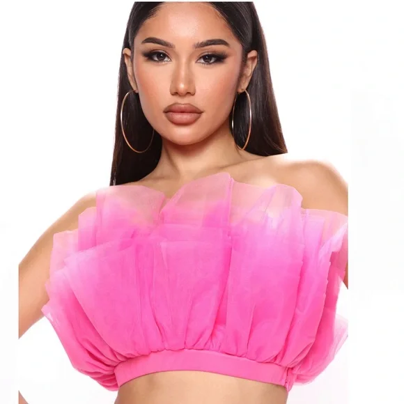 Fashion Nova the Princess is Here Tulle Top in Hot Pink - Picture 2 of 3